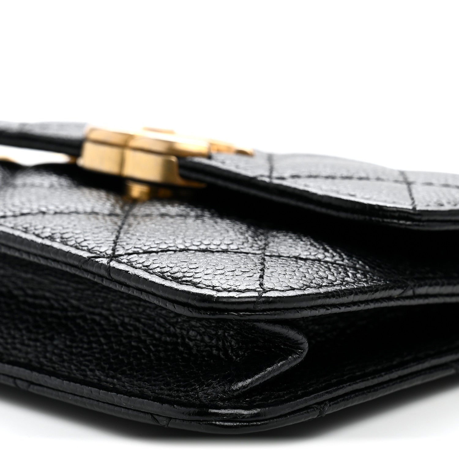 Chanel Shiny Caviar Quilted Chain Melody Card Holder On Chain Black 11 of 12