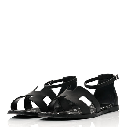 Hermes Calfskin Santorini Sandals 36.5 Black 6 of 18