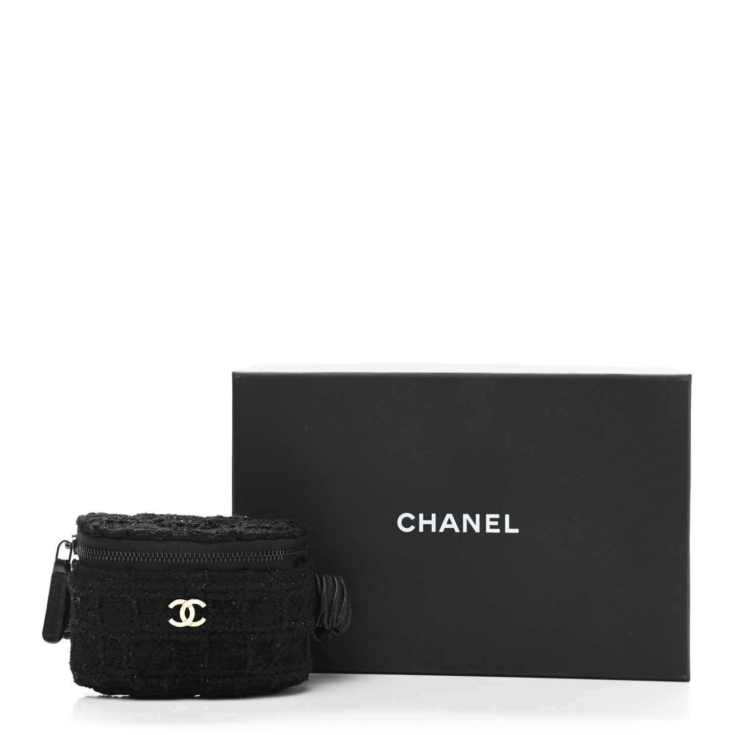 Chanel Tweed Lambskin Quilted Arm Coin Purse Black 8 of 8