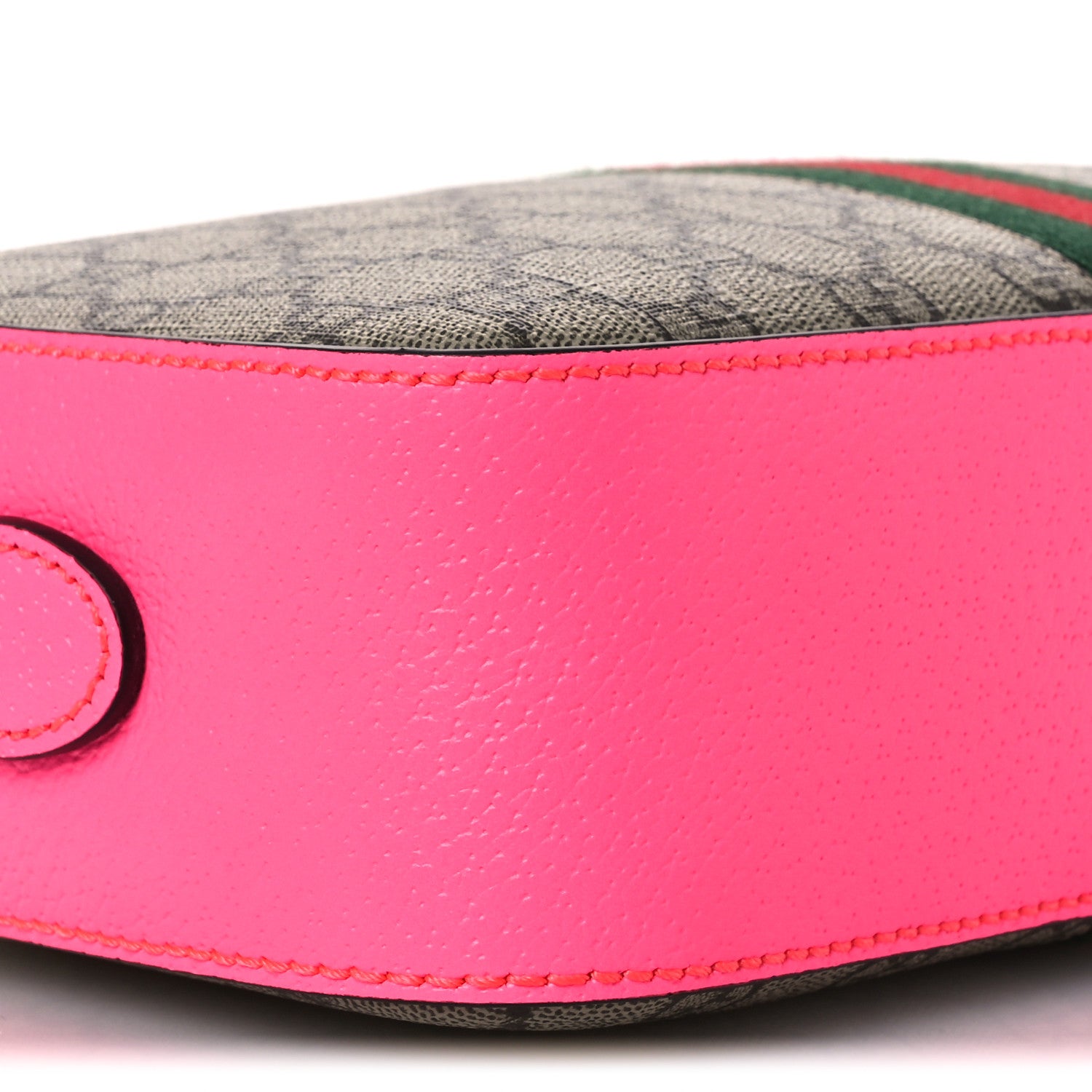 Gucci GG Supreme Monogram Textured Dollar Calfskin Web Ophidia Small Crossbody Bag Beige Ebony Fuchsia 9 of 10