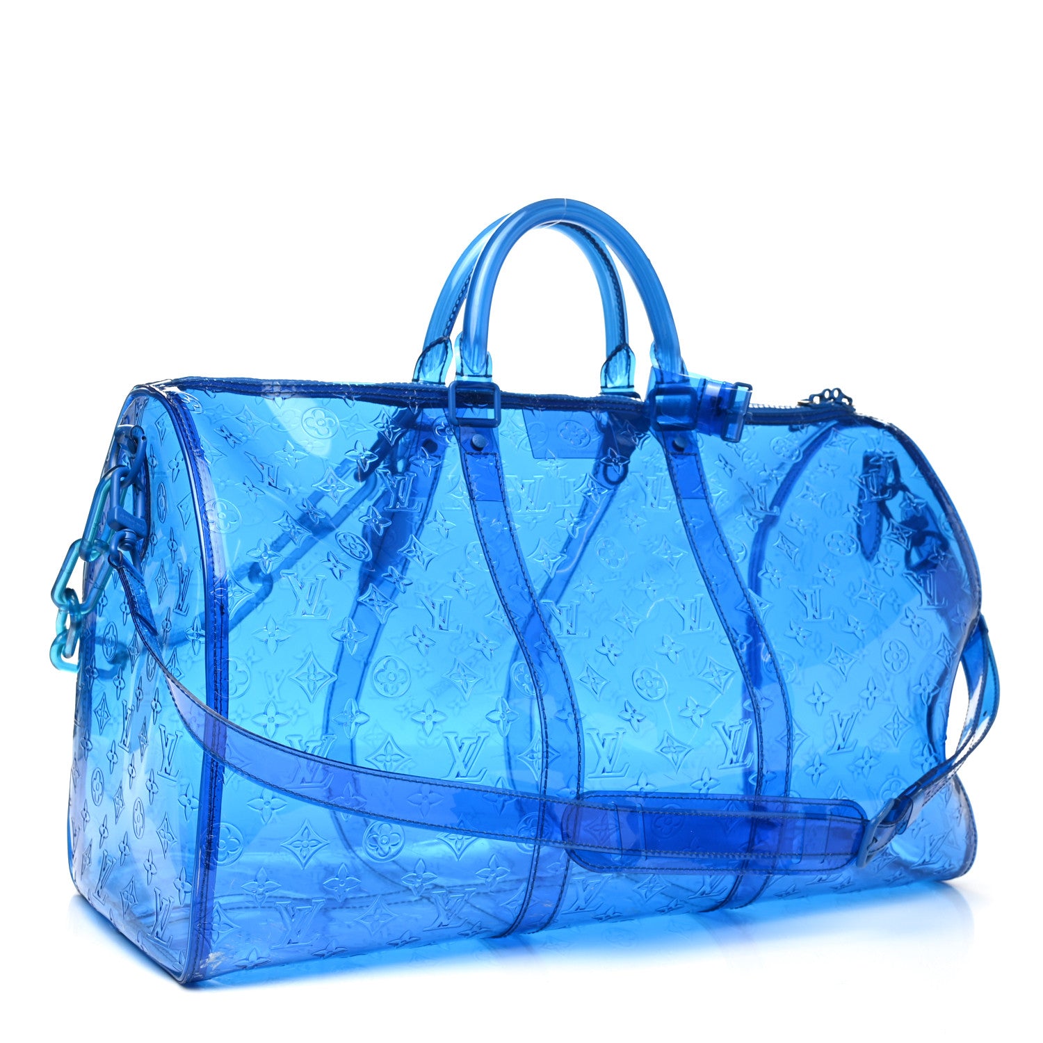Louis Vuitton PVC Monogram Keepall Bandouliere 50 Blue 3 of 14