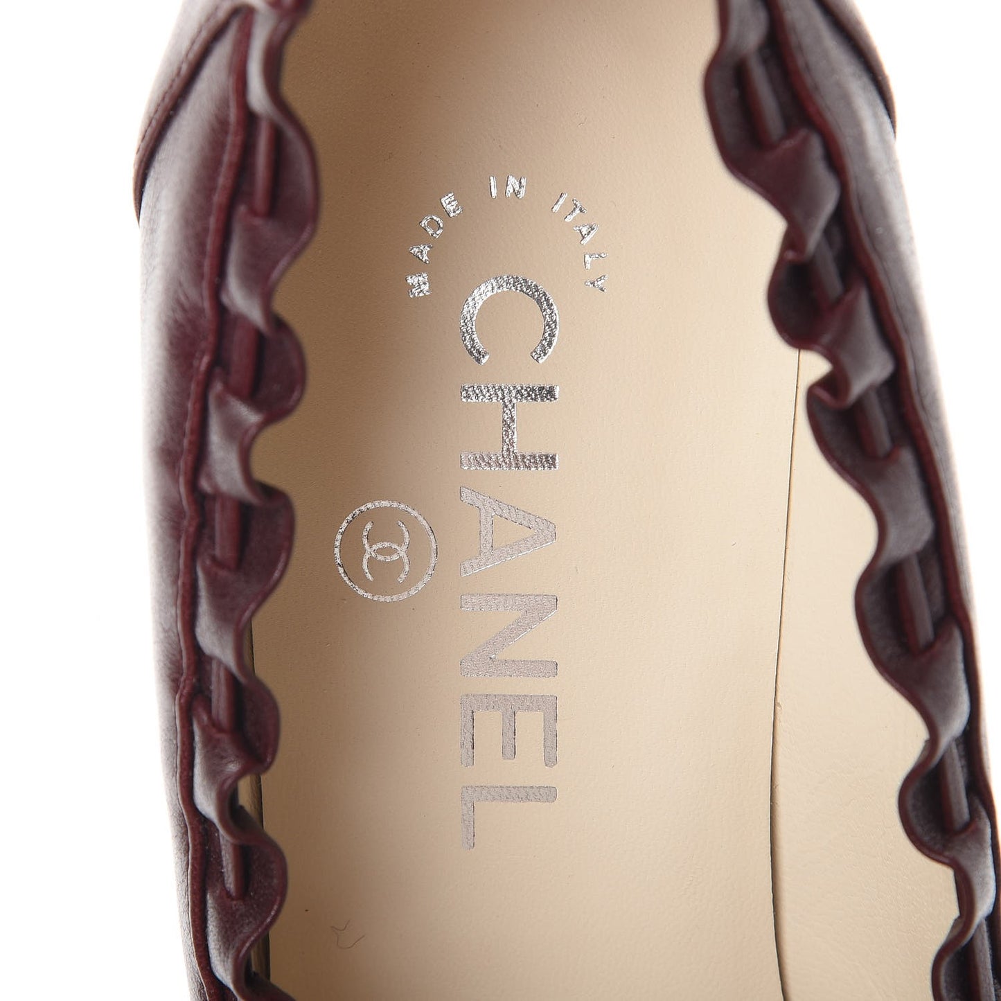 Calfskin CC Cap Toe Pumps 38.5 Bordeaux Marine Fonce