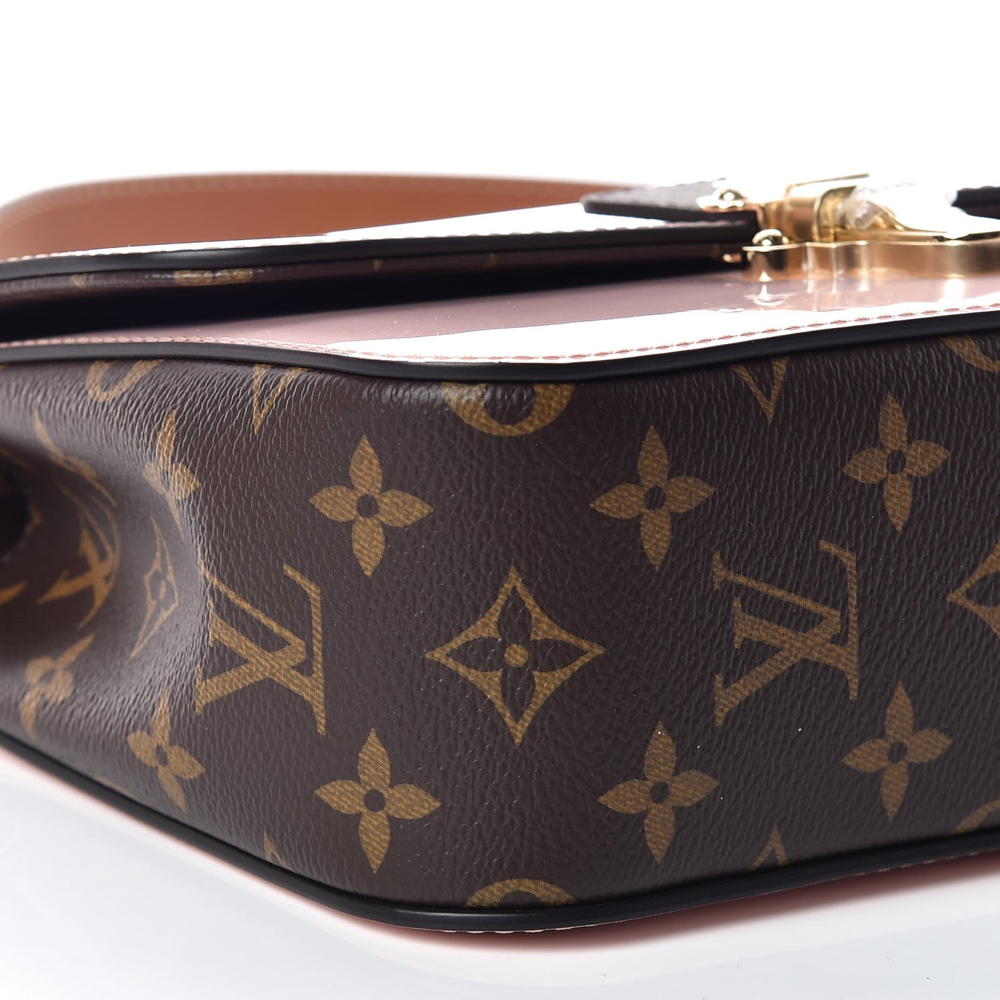 Patent Calfskin Monogram Cherrywood BB Rose Ballerine