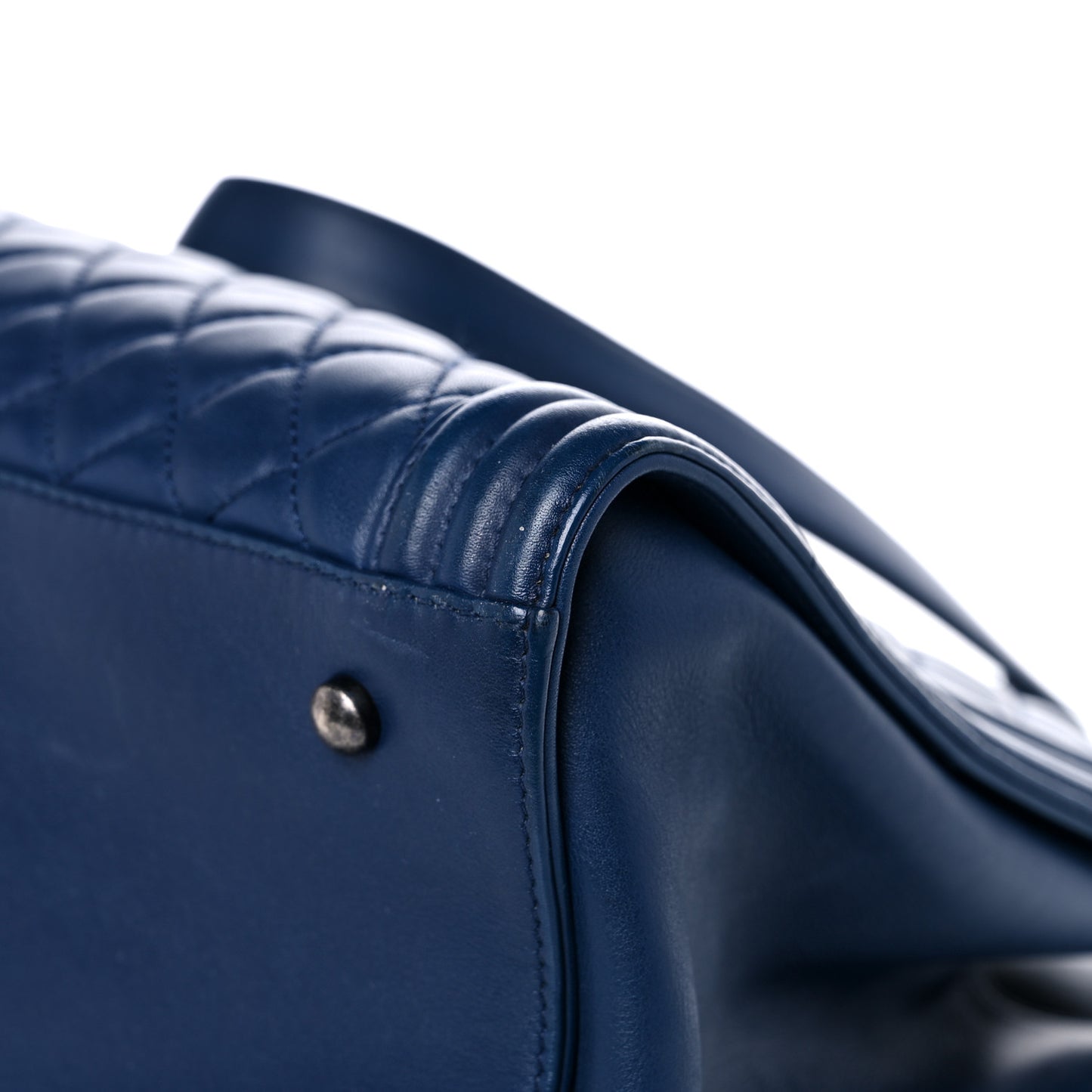 Calfskin Quilted Boy Shopping Tote Navy Blue