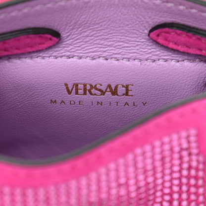 Versace Suede Crystal Studded Micro La Medusa Bag Pink 8 of 9