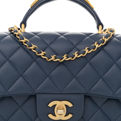 Chanel Lambskin Quilted Mini Metal Top Handle Rectangular Flap Blue 8 of 12