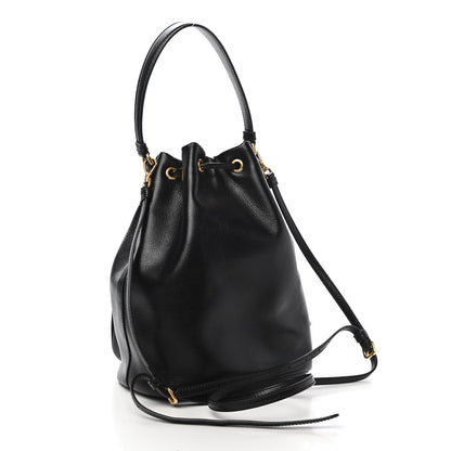 Prada Vitello Daino Drawstring Bucket Black 2 of 7