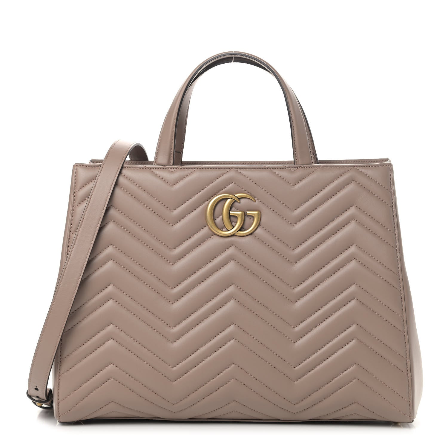 Gucci Calfskin Matelasse Medium GG Marmont Tote Porcelain Rose 1 of 10