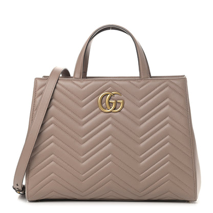 Gucci Calfskin Matelasse Medium GG Marmont Tote Porcelain Rose 1 of 10