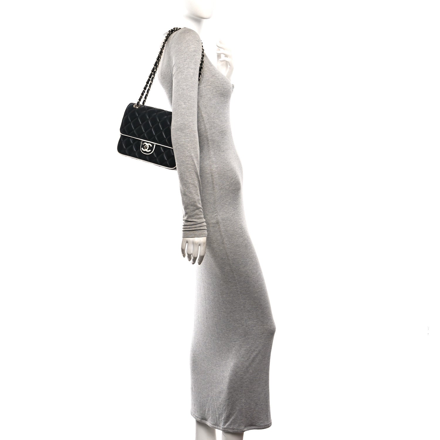 Chanel Lambskin Quilted Resin Graphic Frame Flap Bag Black White 2 of 10