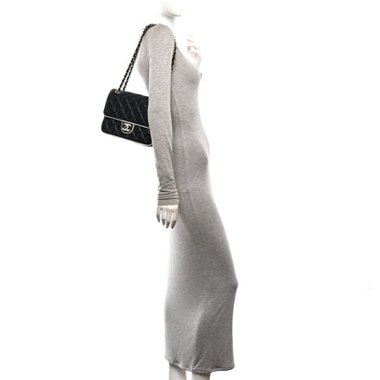 Chanel Lambskin Quilted Resin Graphic Frame Flap Bag Black White 2 of 10