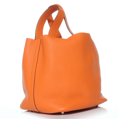 Hermes Taurillon Clemence Picotin Lock MM Orange 3 of 7
