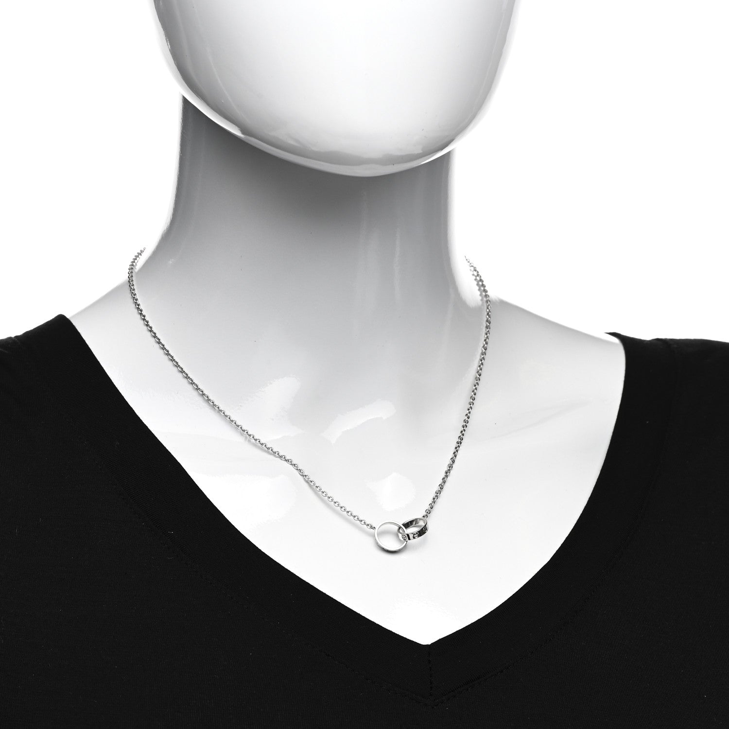 Cartier 18K White Gold Interlocking LOVE Necklace 2 of 4