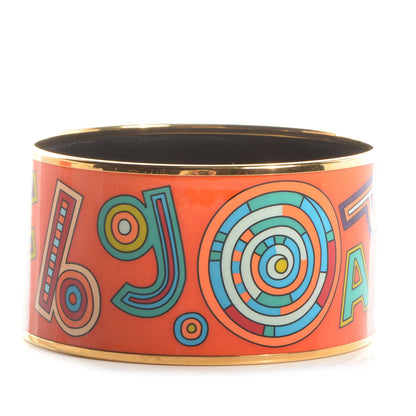 Hermes Enamel Printed Tohu Bohu Extra Wide Bracelet Orange 70 1 of 6