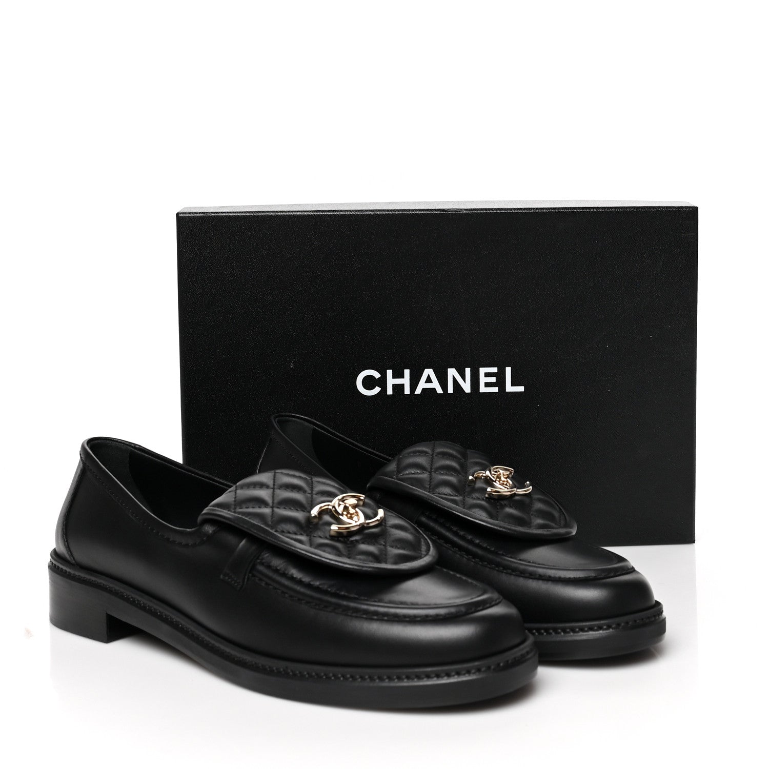 Chanel Lambskin Quilted CC Turnlock Loafers 42 Black 9 of 9