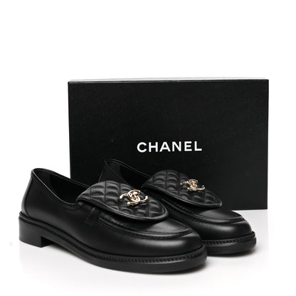 Chanel Lambskin Quilted CC Turnlock Loafers 42 Black 9 of 9