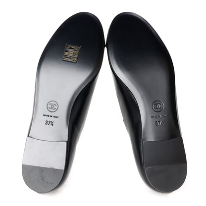 Chanel Goatskin Grosgain Cap Toe CC Mary Jane Flats 37.5 Black 5 of 9