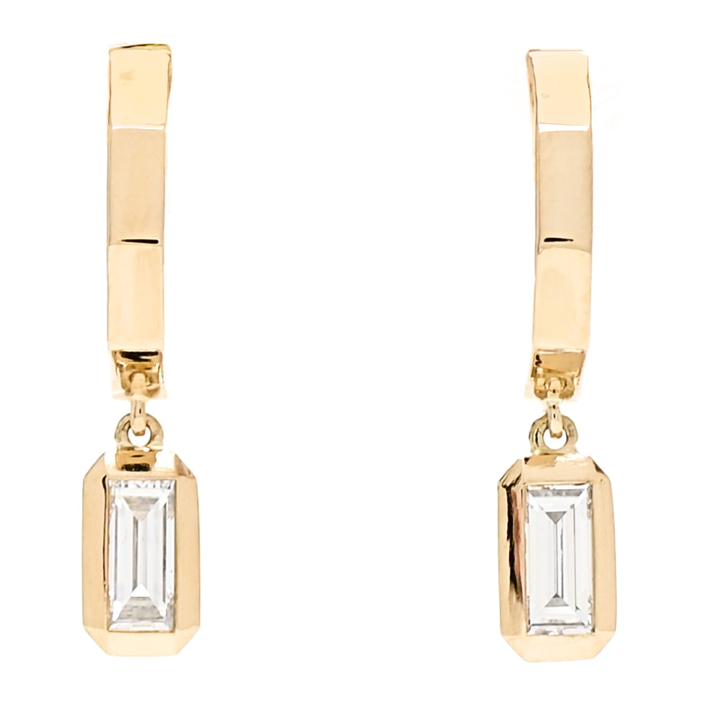 18K Yellow Gold Diamond Novella Hoop Drop Earrings
