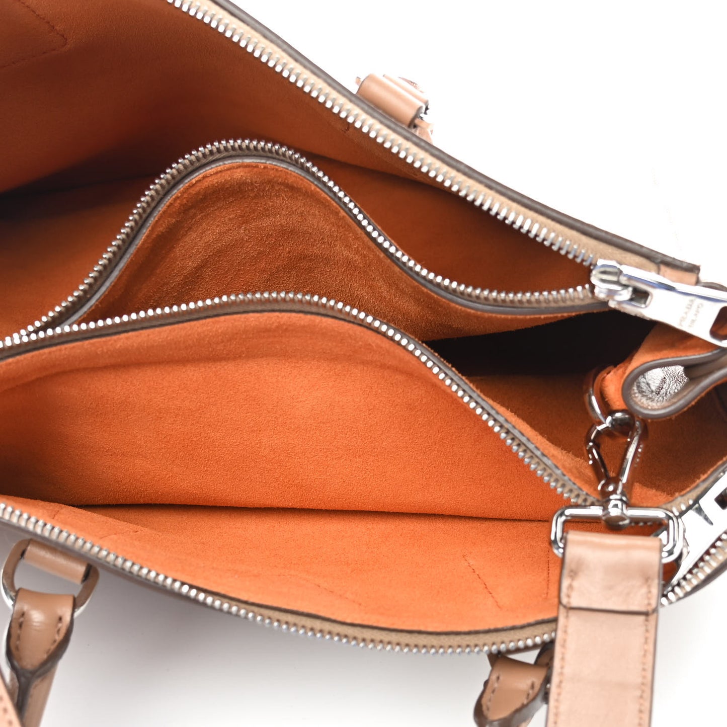City Calfskin Bi-Color Large Galleria Double Zip Tote Caramel Orange