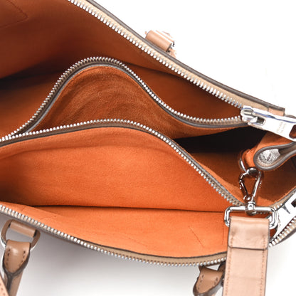 Prada City Calfskin Bi-Color Large Galleria Double Zip Tote Caramel Orange 5 of 8