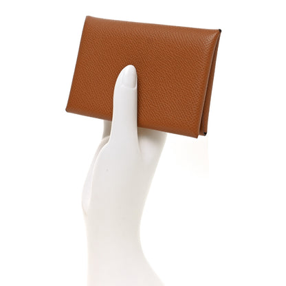 Hermes Epsom Calvi Duo Card Case Gold 2 of 8
