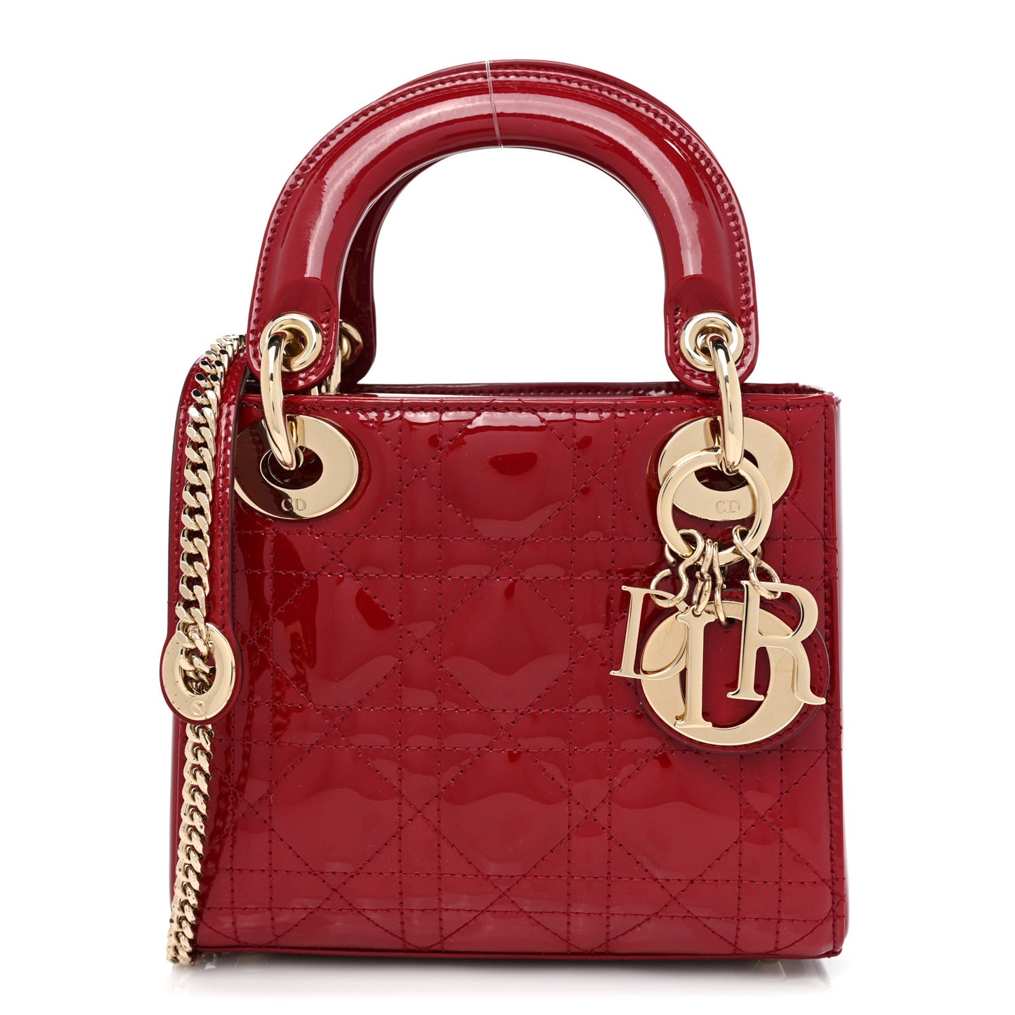 Patent Cannage Mini Lady Dior Red