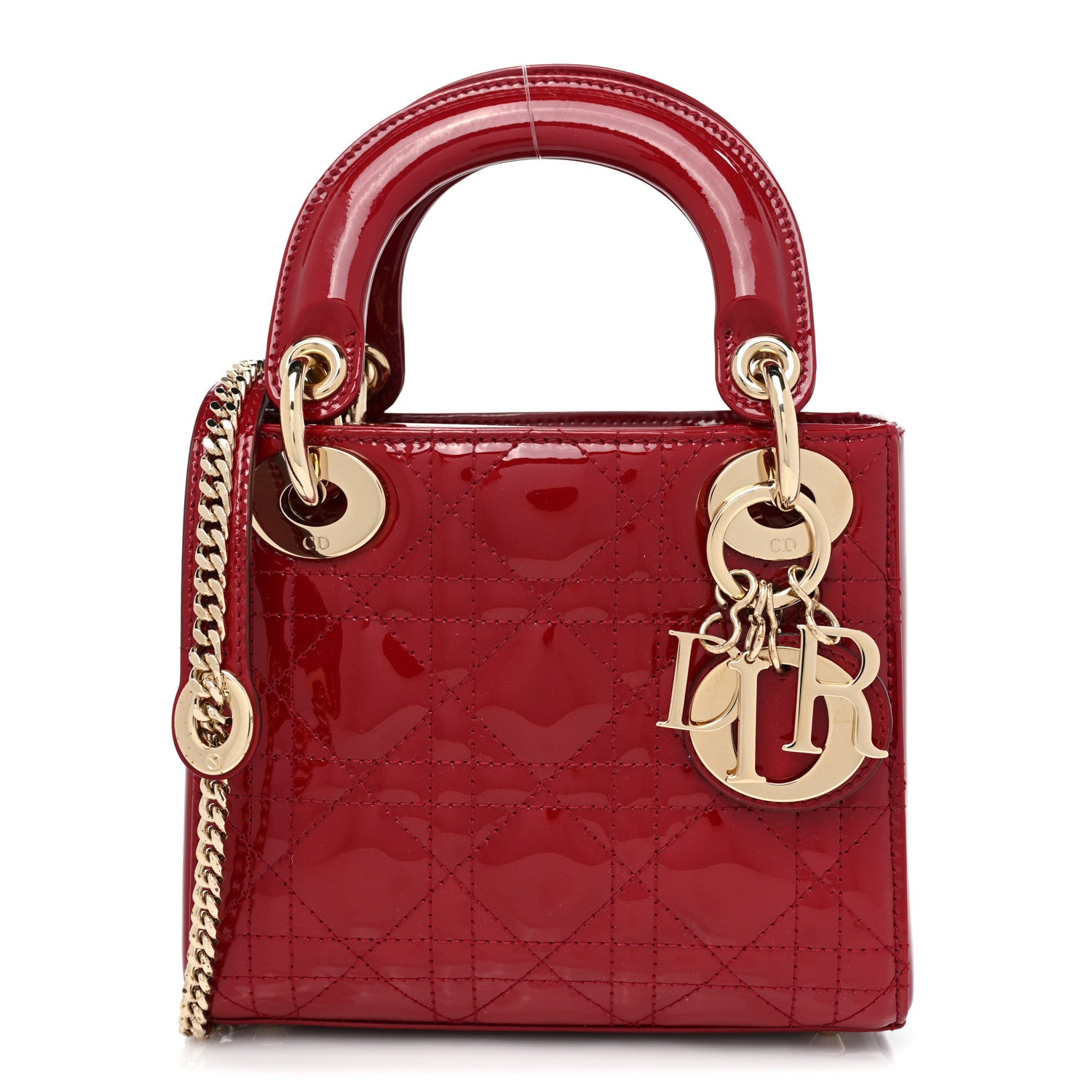 Christian Dior Patent Cannage Mini Lady Dior Red 1 of 9
