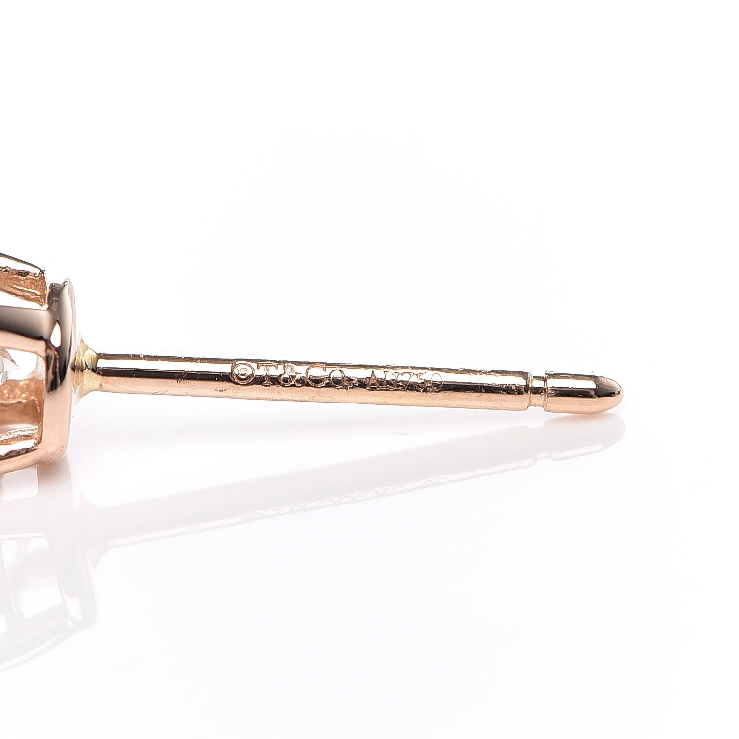 Tiffany 18K Rose Gold Diamond .22ctw Solitaire Earrings 3 of 5