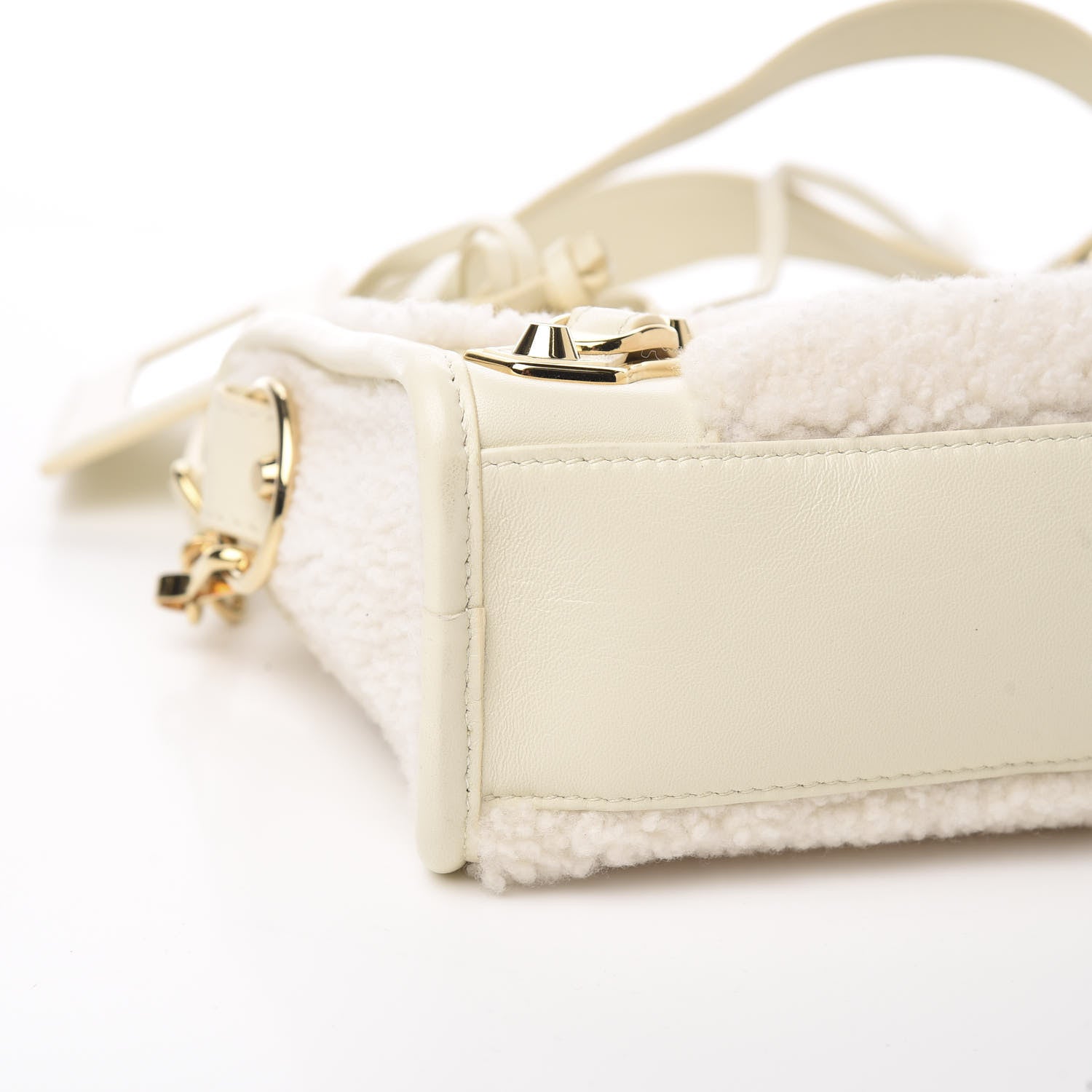 Balenciaga Shearling Nappa Gold Metallic Edge Hardware Mini City Cream 6 of 8