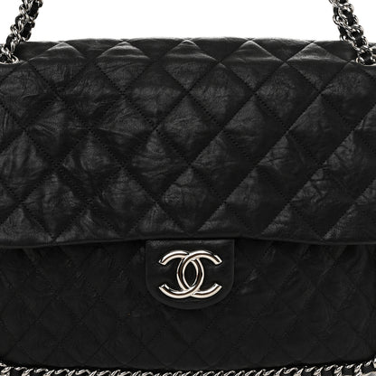 Chanel Washed Lambskin Quilted Maxi Chain Around Flap Black 8 of 10