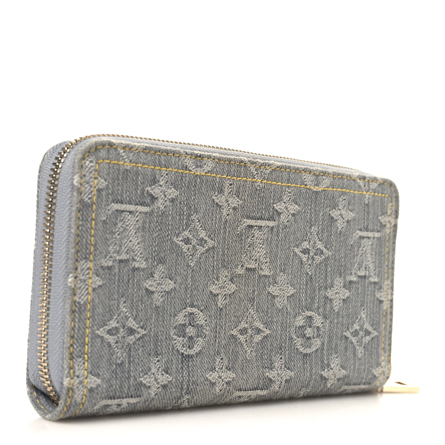 Monogram Denim Zippy Wallet Washed Gray
