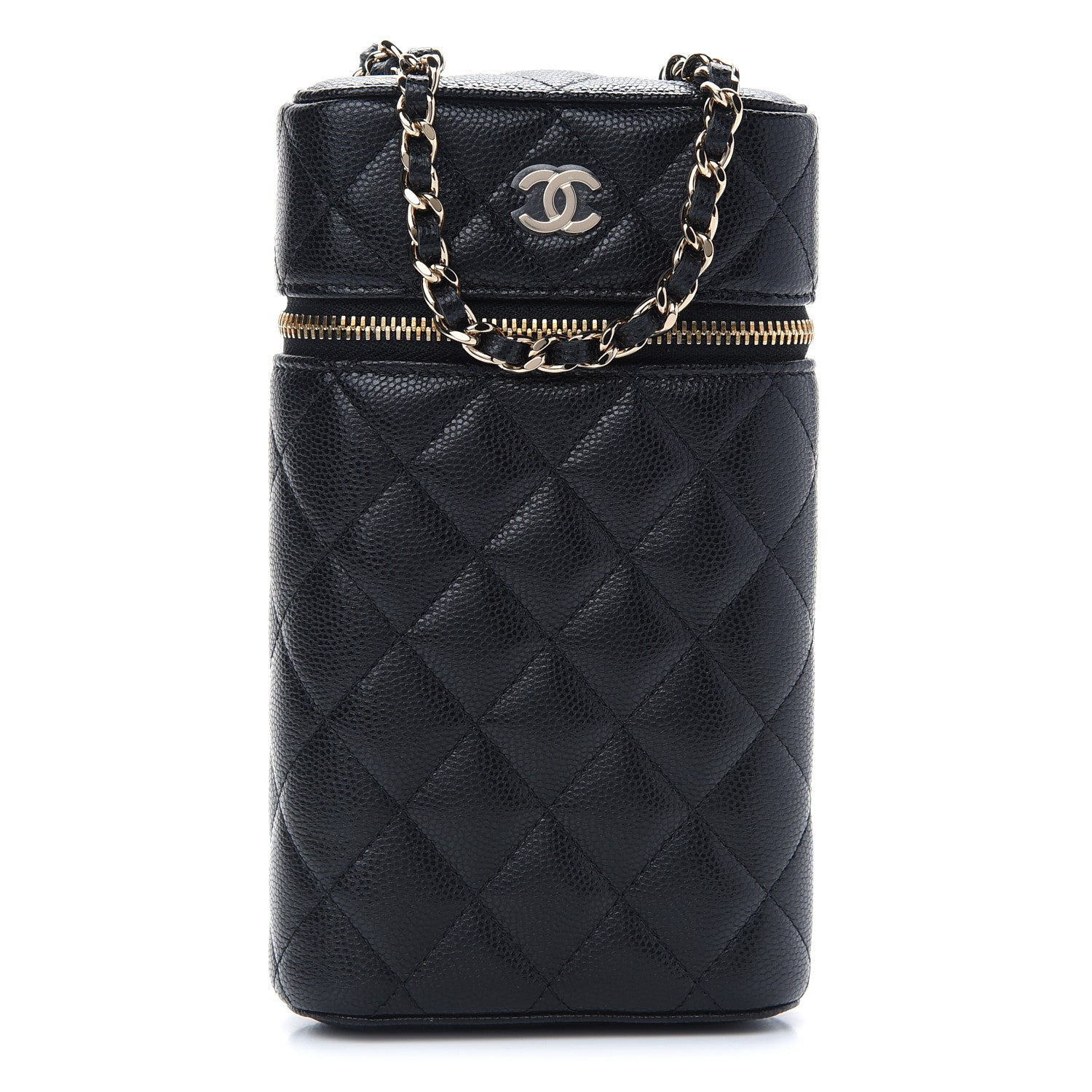 Chanel Caviar Quilted Phone Holder With Chain Black 1 of 9