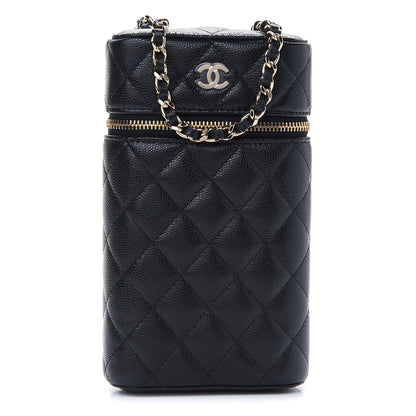Chanel Caviar Quilted Phone Holder With Chain Black 1 of 9