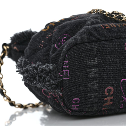 Chanel Denim Quilted Mood Bucket With Chain Black Multicolor 8 of 9