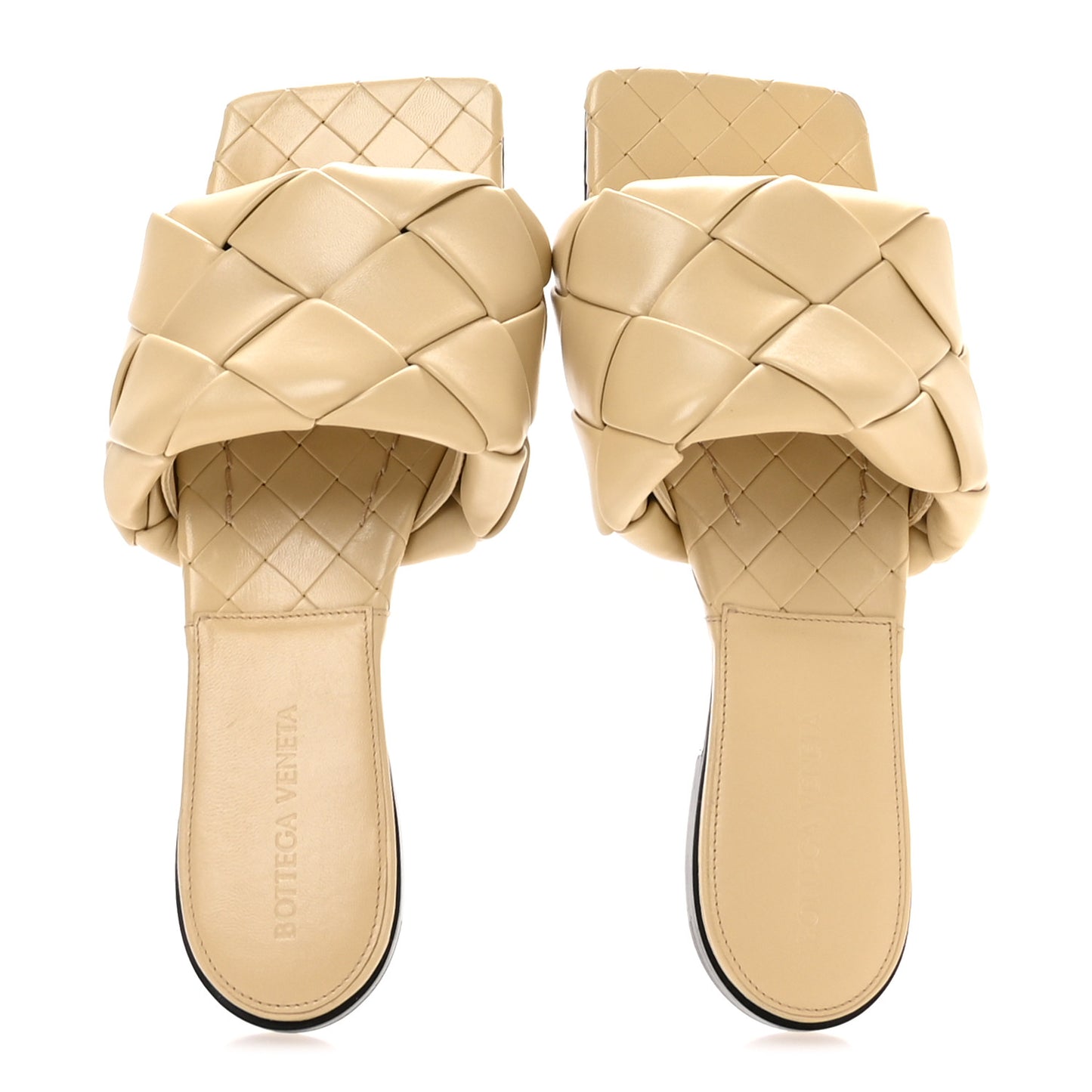 Nappa Maxi Intrecciato Lido Flat Sandals 37 Cane Sugar