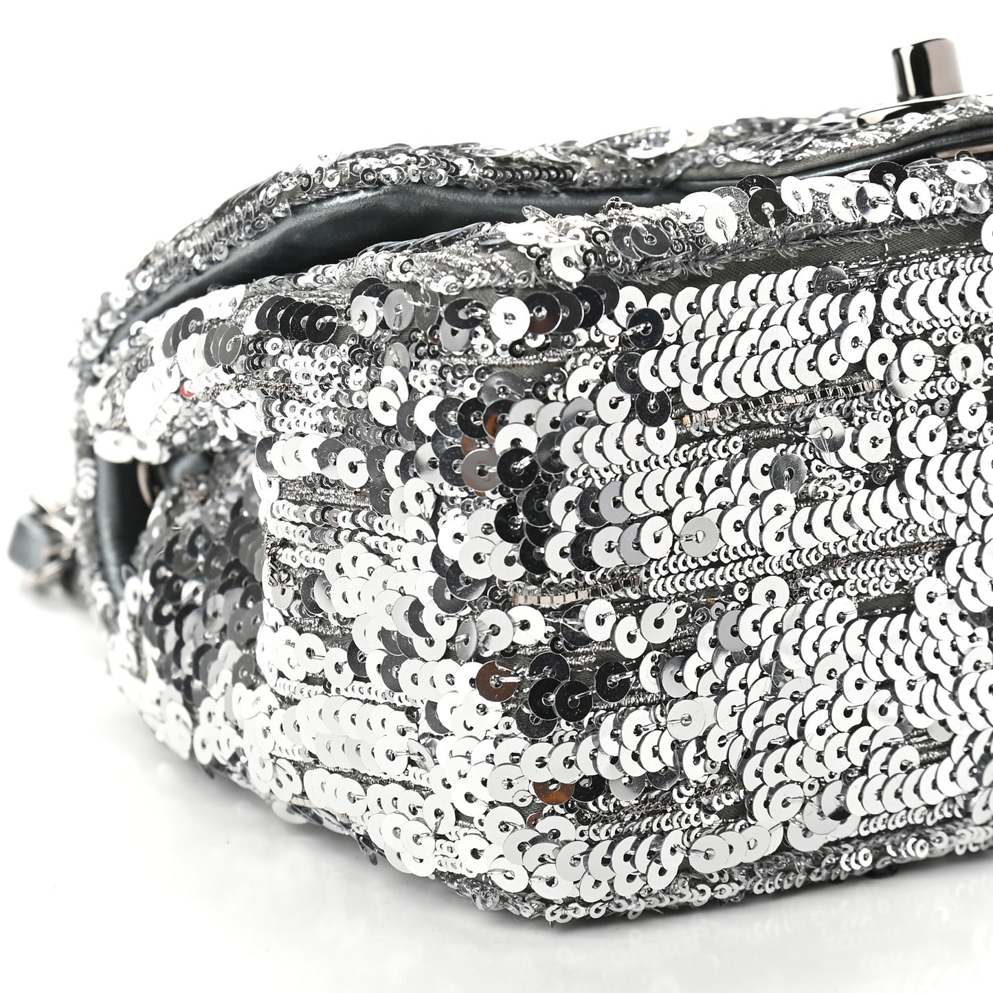 Sequin Mini Square Flap Silver