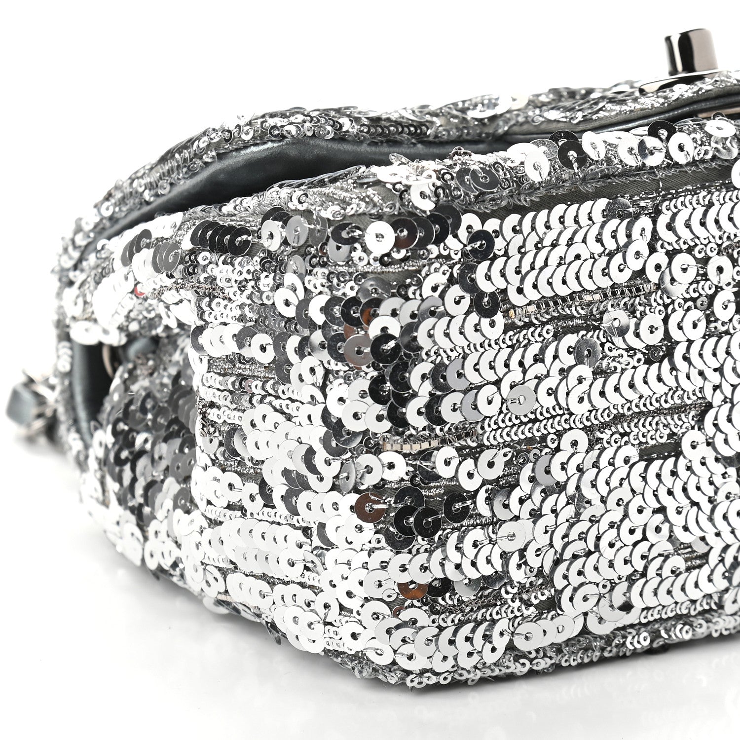Chanel Sequin Mini Square Flap Silver 8 of 9
