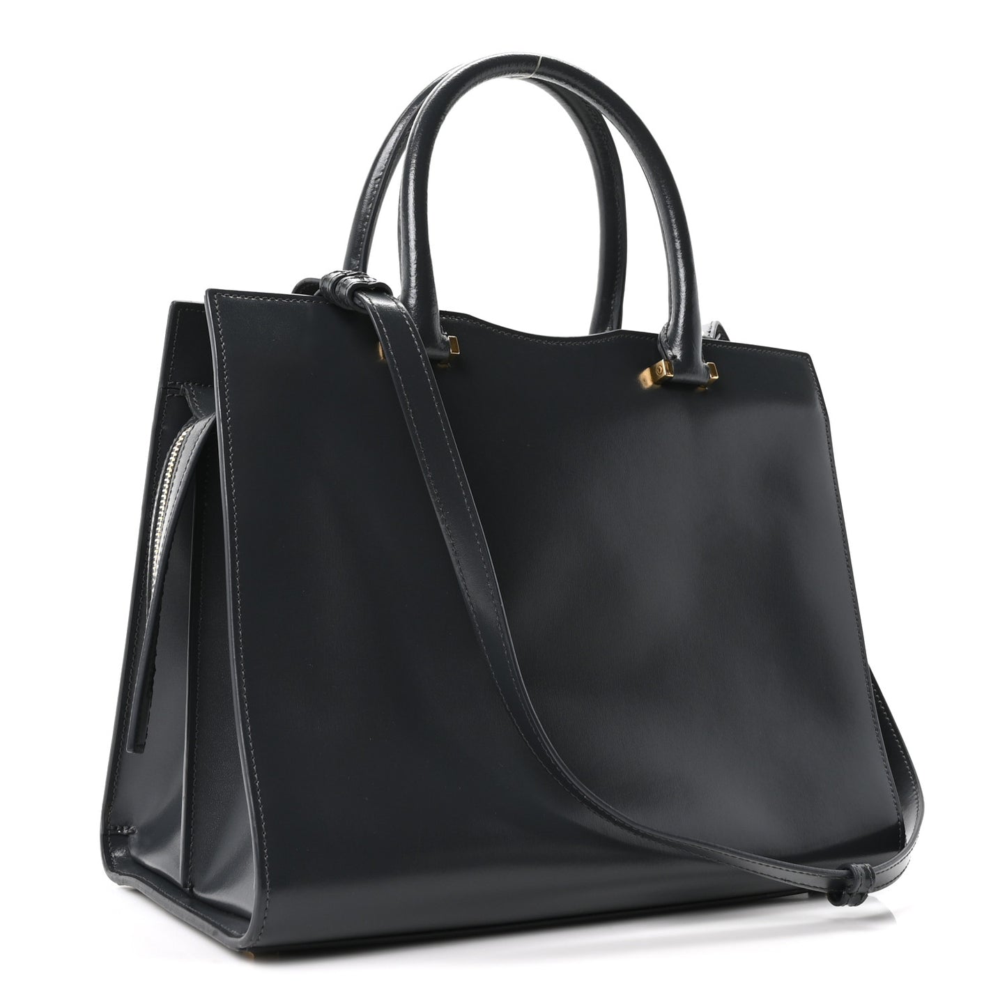 Shiny Calfskin Medium Uptown Tote Black