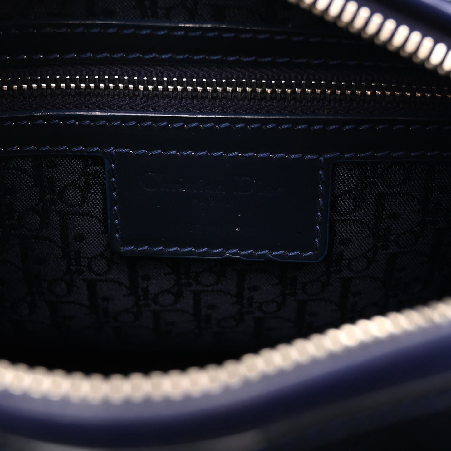 Patent Cannage Medium Lady Dior Navy Blue