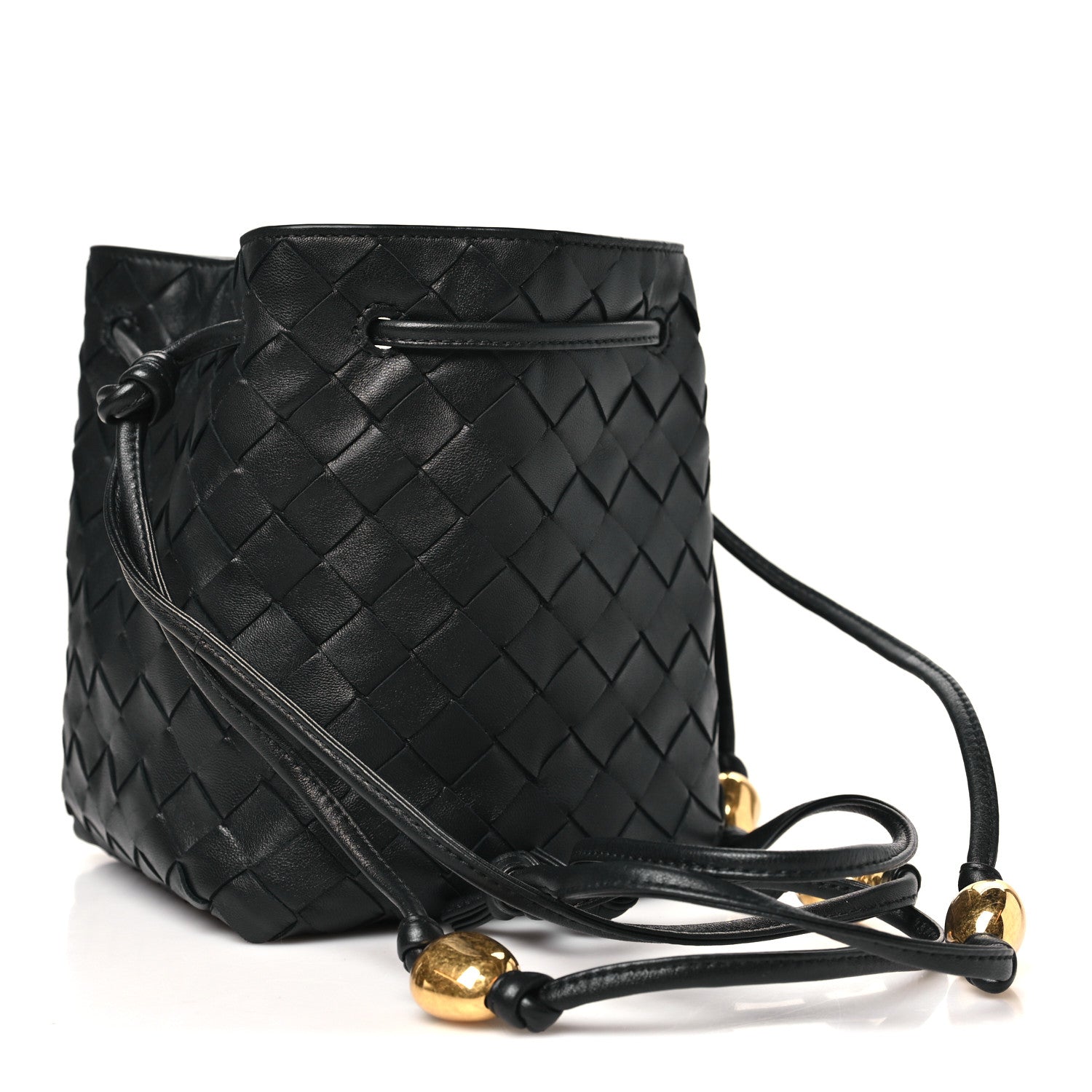 Bottega Veneta Nappa Intrecciato Small Drawstring Bucket Bag Black 3 of 9