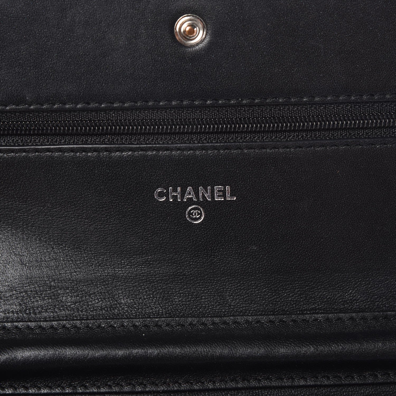 Chanel Lambskin Camellia Embossed Wallet on Chain WOC Black 6 of 9