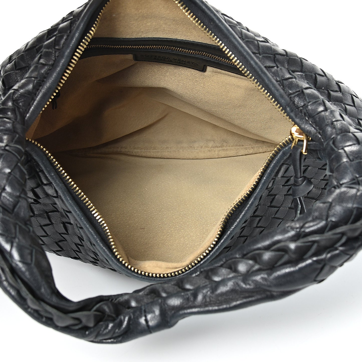Nappa Intrecciato Medium Veneta Hobo Black