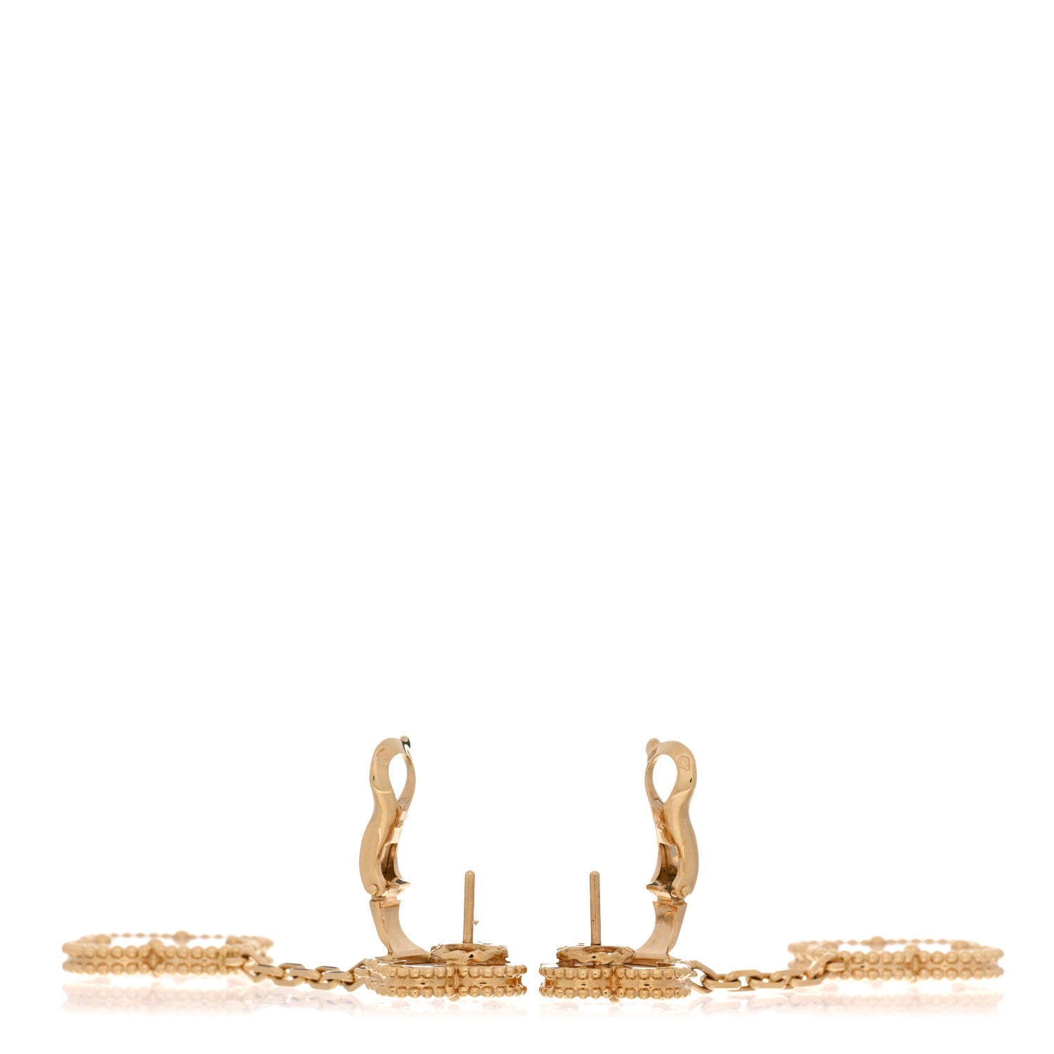 Van Cleef & Arpels 18K Yellow Gold Mother of Pearl 2 Motifs Magic Alhambra Earrings 3 of 5