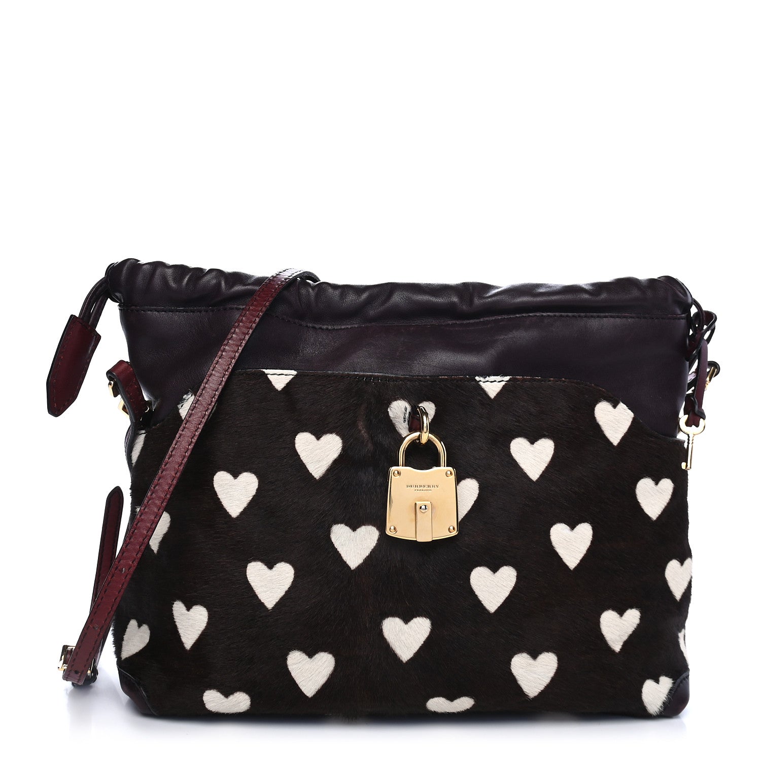 Burberry Calf Hair Heart Print Little Crush Dark Brown 1 of 9