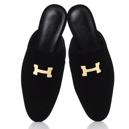 Hermes Velvet Trocadero Mule 38 Black 6 of 12