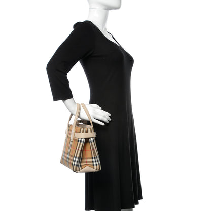 Burberry Goatskin Vintage Check Small Banner Tote Limestone 2 of 10