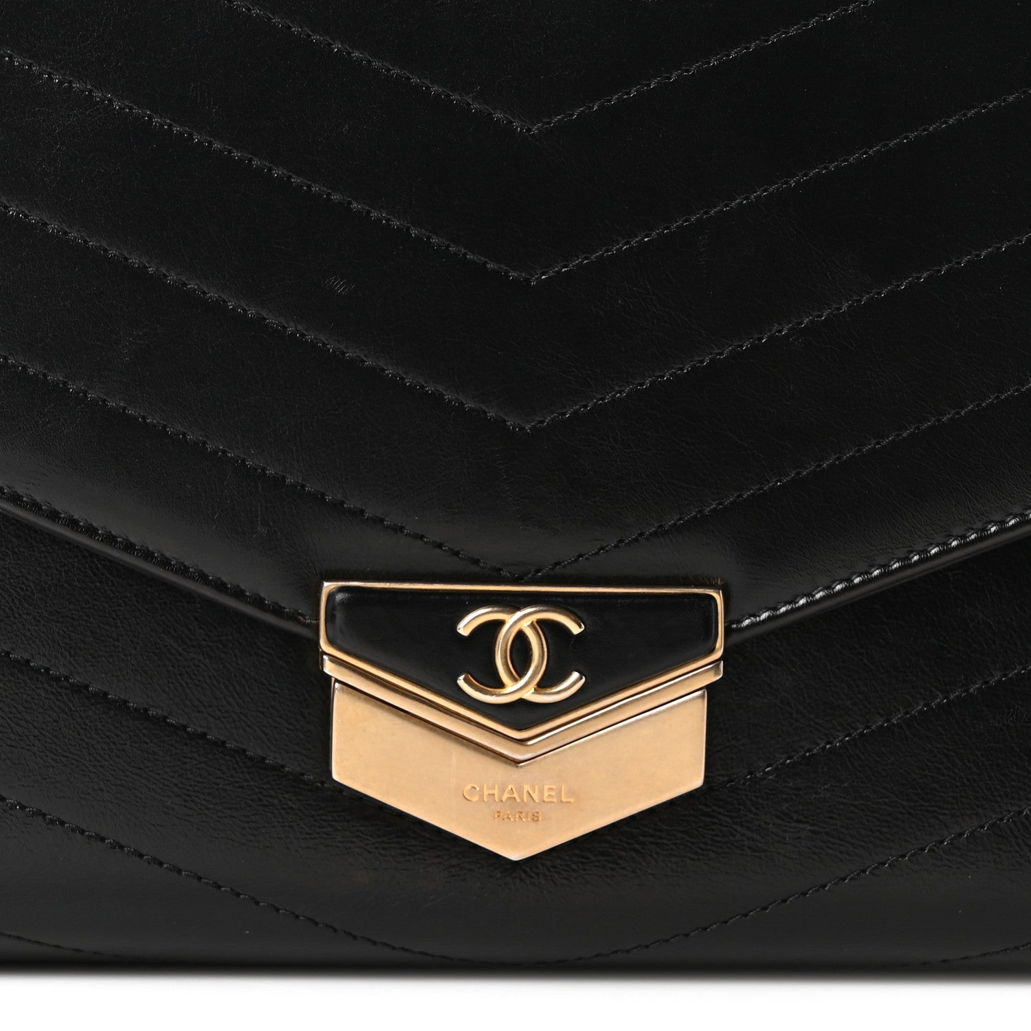 Chanel Calfskin Chevron Quilted Medal Flap Black 8 of 10
