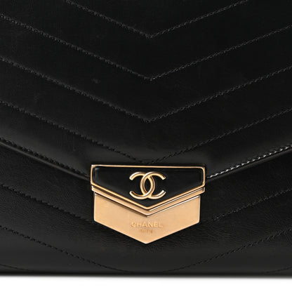 Chanel Calfskin Chevron Quilted Medal Flap Black 8 of 10