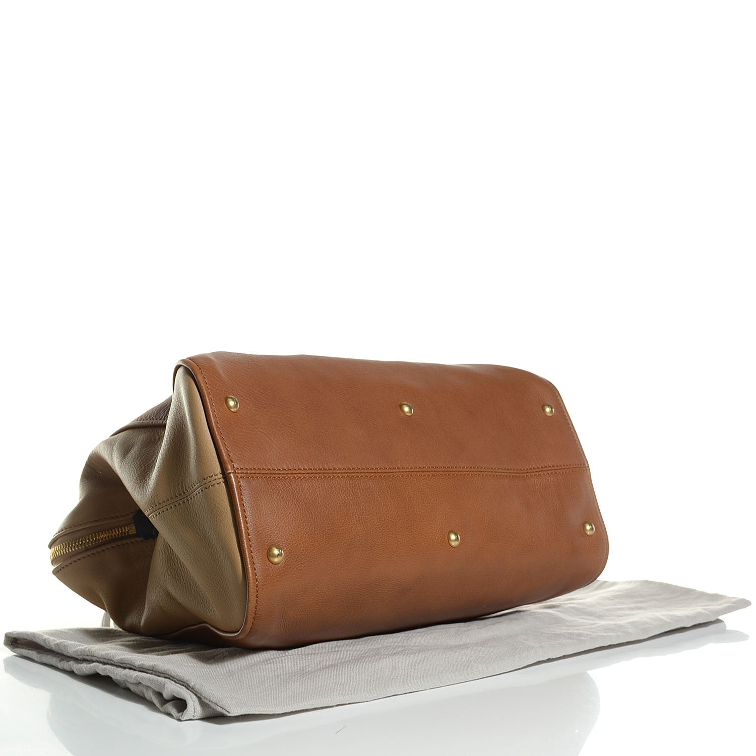 Fendi Calfskin Large Chameleon Tote Cognac Camel Black 4 of 12