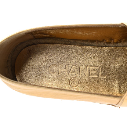 Chanel Laminated Lambskin Grosgrain CC Espadrilles 37 Gold Black 8 of 10